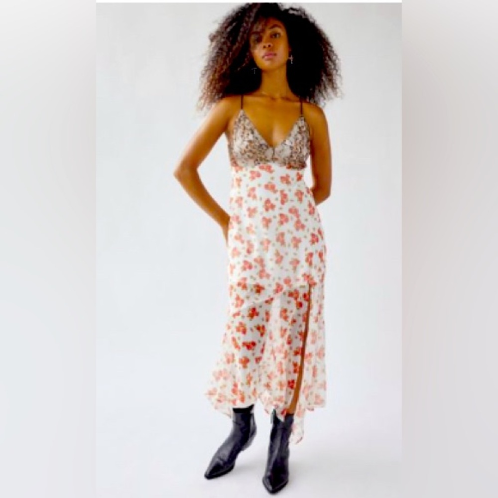 UO Harper Lace Printed Midi Dress (XL but runs small: more of a M or S)